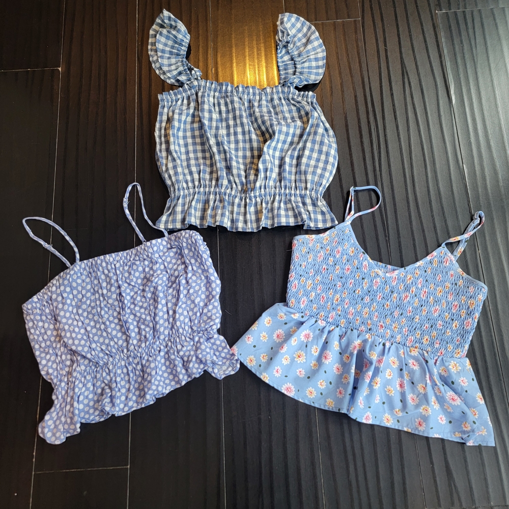 Blue Patterned Kids Tops Set